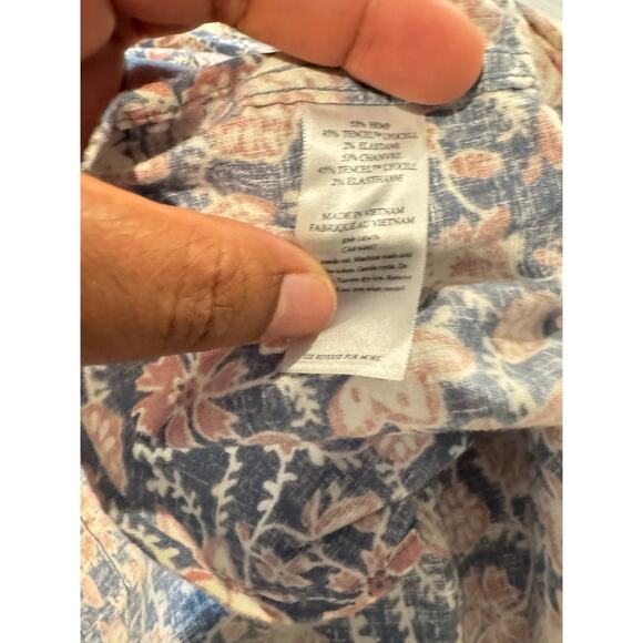 Faherty Floral Short Sleeve Button Up Shirt Men’s XXL Blue Pink Hemp Tencel - Picture 4 of 7